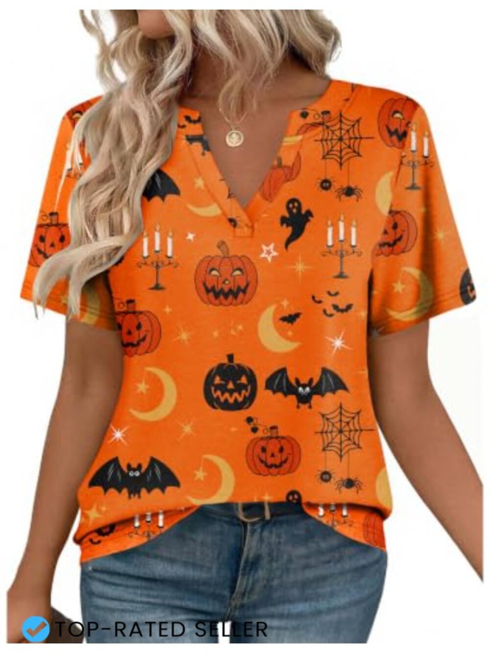 Women's Short Sleeve V-Neck High-Low Tunic Blouse Casual Dressy